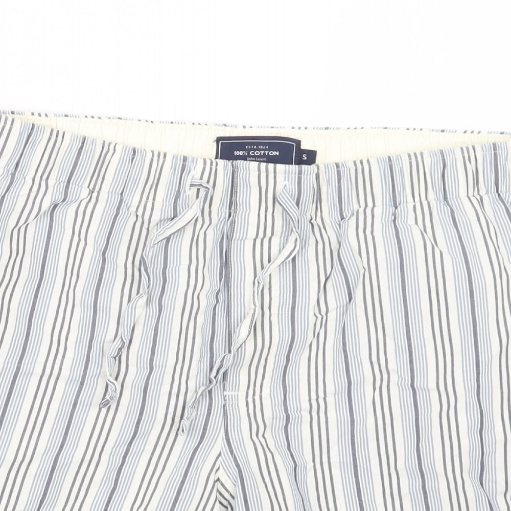 John Lewis Mens Blue Striped  Cargo Shorts Size S