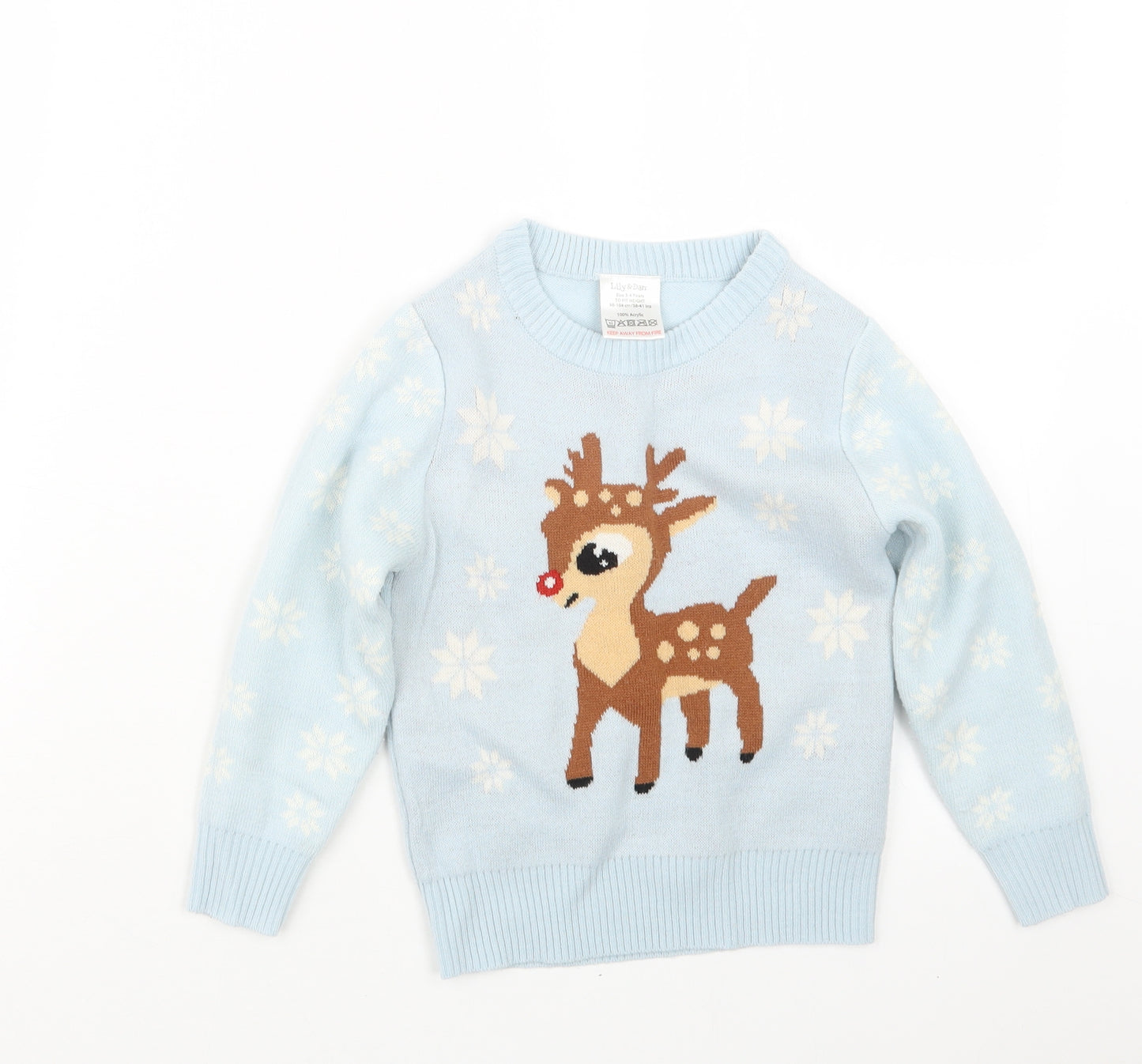 Lily & Dan Girls Blue  Knit Pullover Jumper Size 3-4 Years