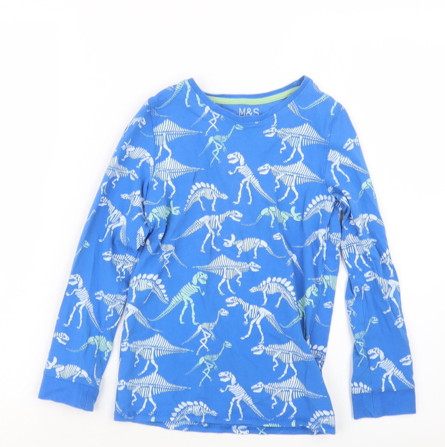 Marks and Spencer Boys Blue Geometric   Pyjama Set Size 8-9 Years