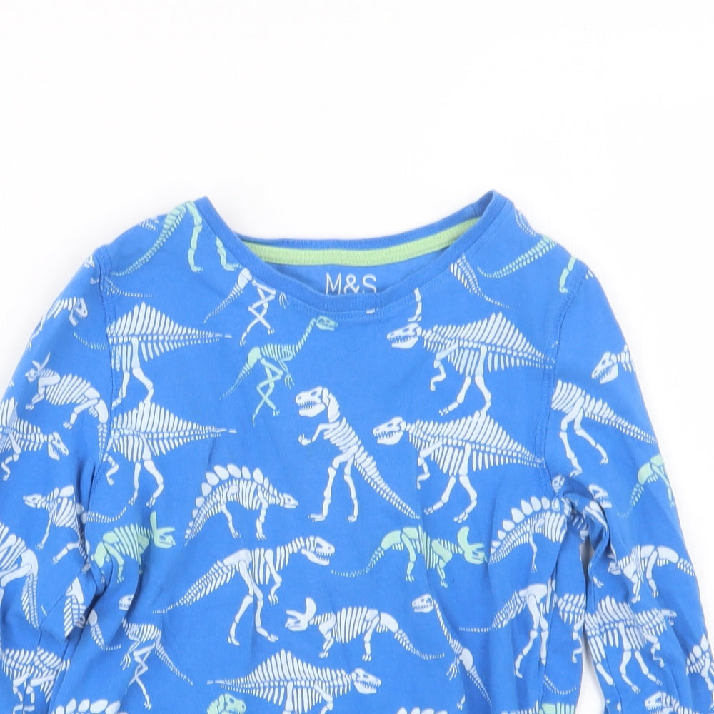 Marks and Spencer Boys Blue Geometric   Pyjama Set Size 8-9 Years