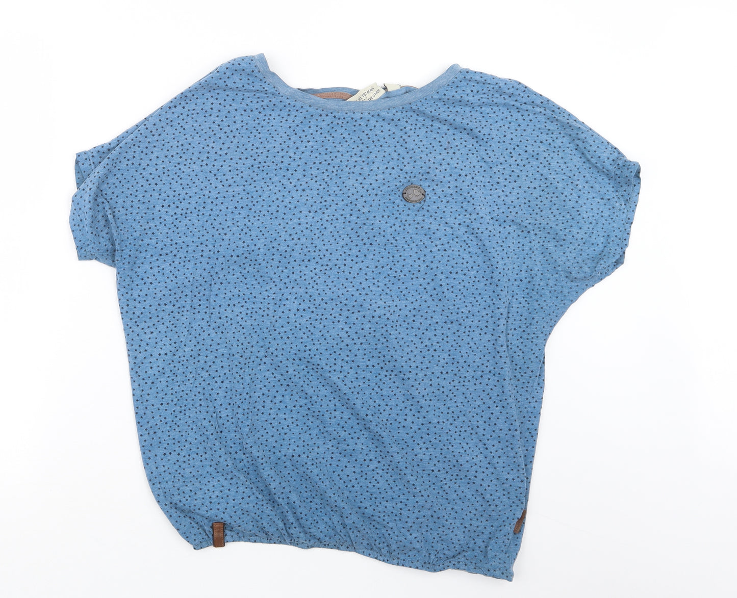 Naketano Womens Blue Geometric  Basic T-Shirt Size L
