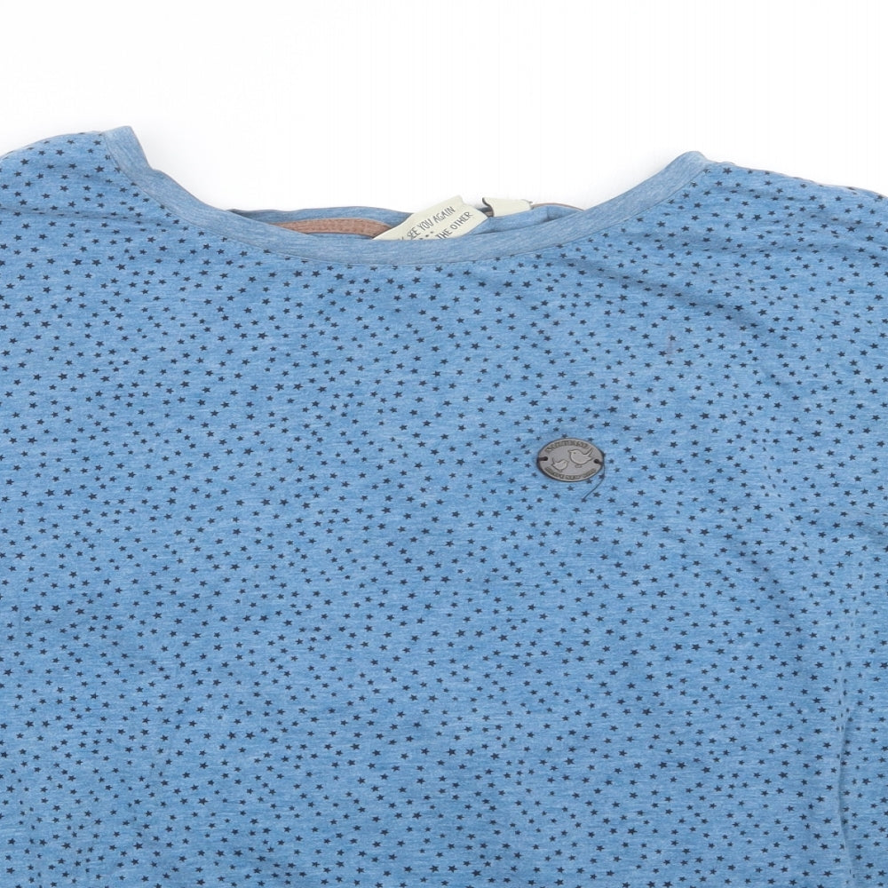 Naketano Womens Blue Geometric  Basic T-Shirt Size L