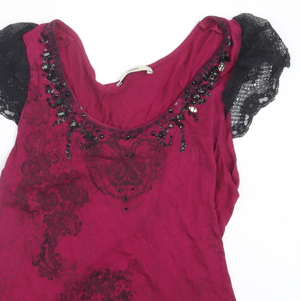 Oasis Womens Purple   Basic T-Shirt Size M