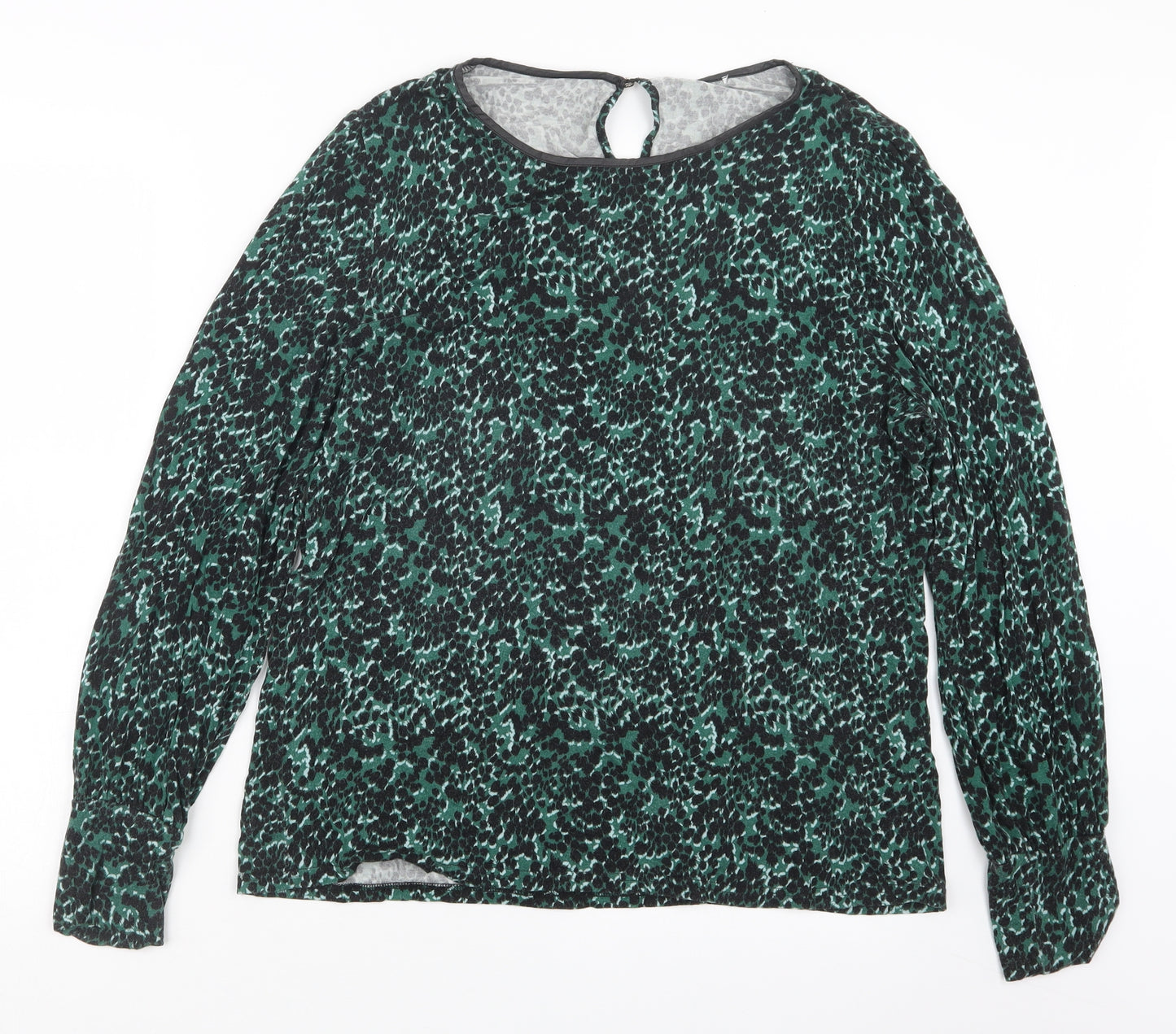 Oasis Womens Green Geometric  Basic Blouse Size XL