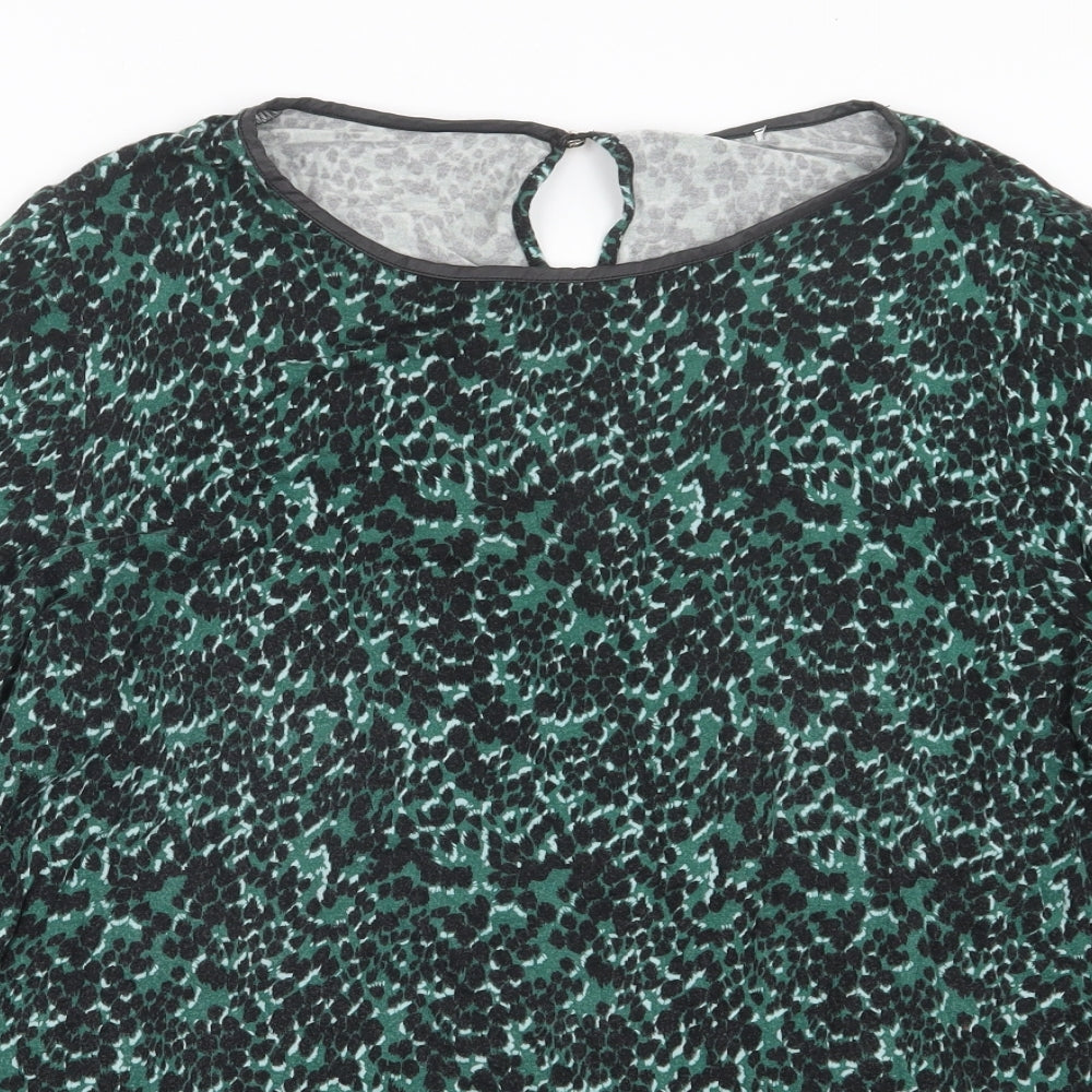 Oasis Womens Green Geometric  Basic Blouse Size XL