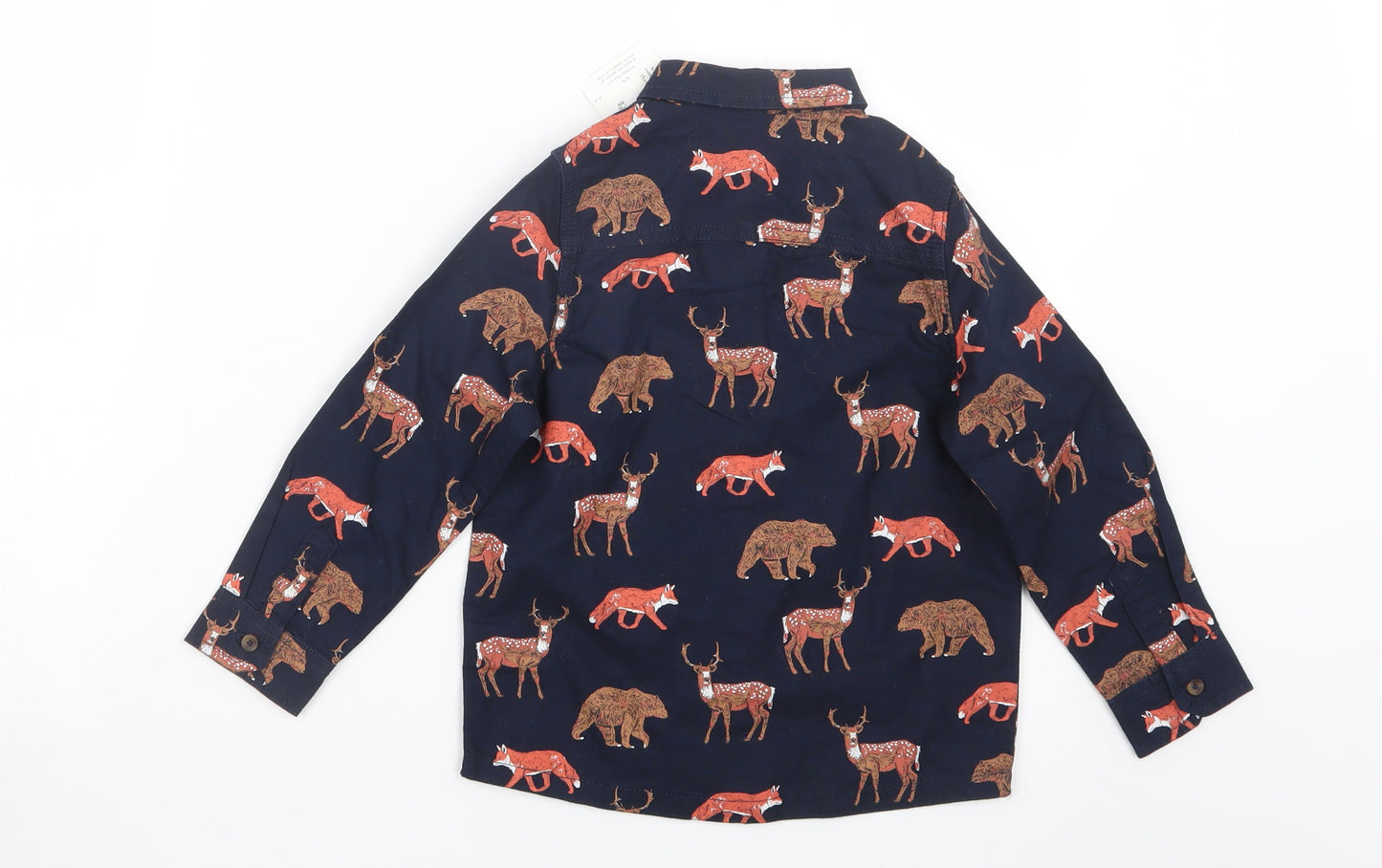 Marks and Spencer Boys Blue Geometric  Basic Button-Up Size 3-4 Years