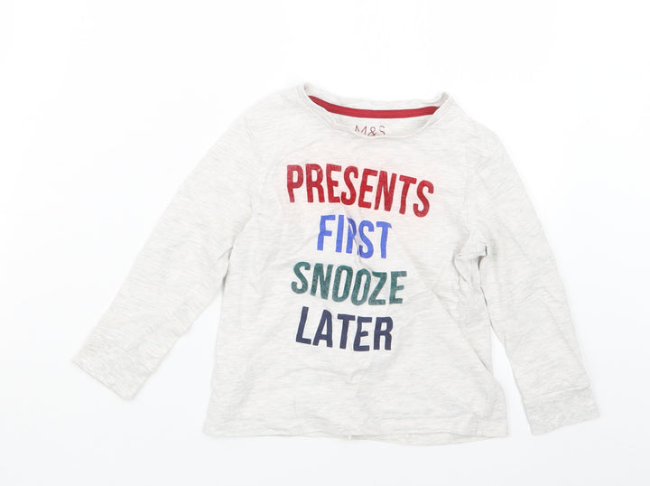 Marks and Spencer Boys Grey Geometric Pyjama Top Size 3-4 Years