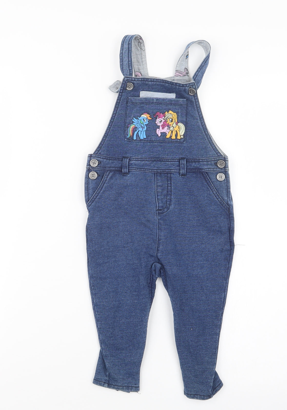 My Little Pony Girls Blue  Denim Dungaree Outfit/Set Size 12-18 Months  - My Little Pony