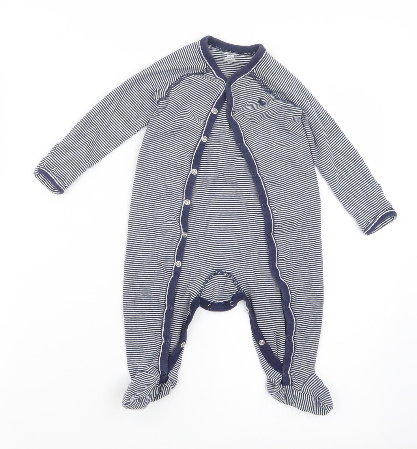 Ralph Lauren Boys Blue Striped  Babydoll One Piece Size 6-9 Months