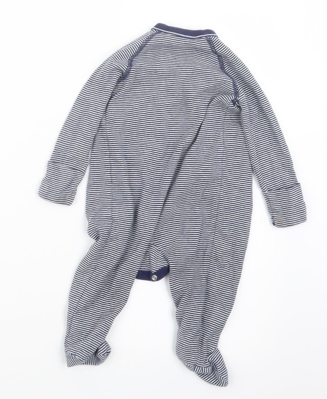 Ralph Lauren Boys Blue Striped  Babydoll One Piece Size 6-9 Months