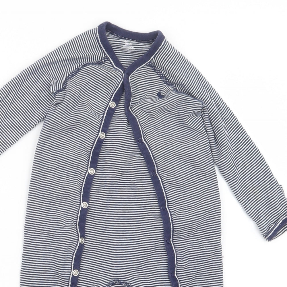 Ralph Lauren Boys Blue Striped  Babydoll One Piece Size 6-9 Months
