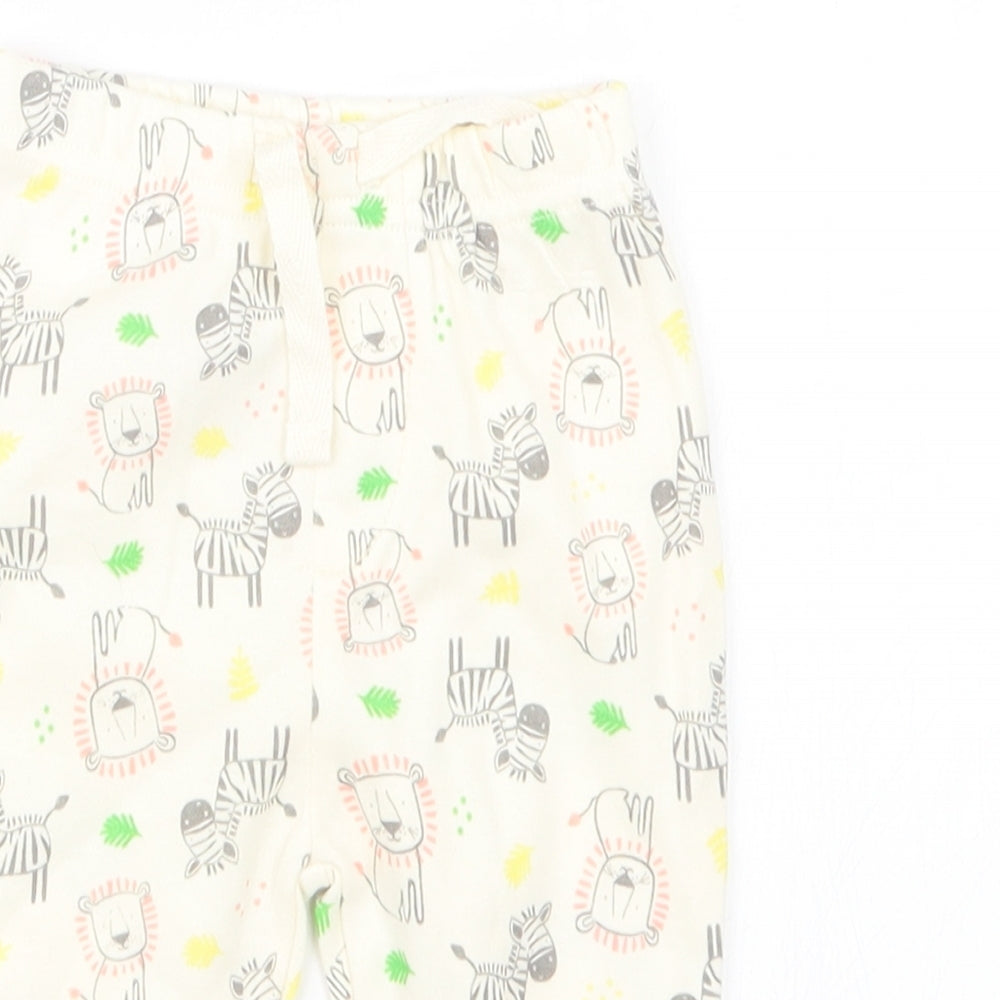 Mini Cuddles Boys Ivory Geometric  Capri Trousers Size 3-6 Months