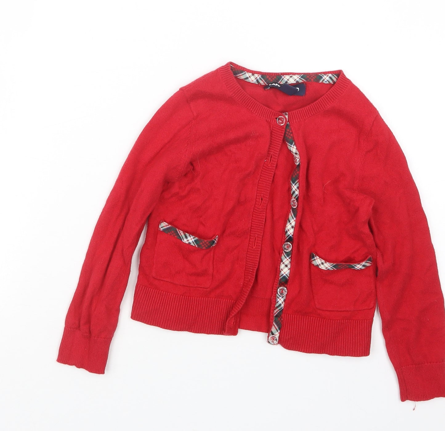 Lands' End Girls Red  Knit Cardigan Jumper Size 4 Years