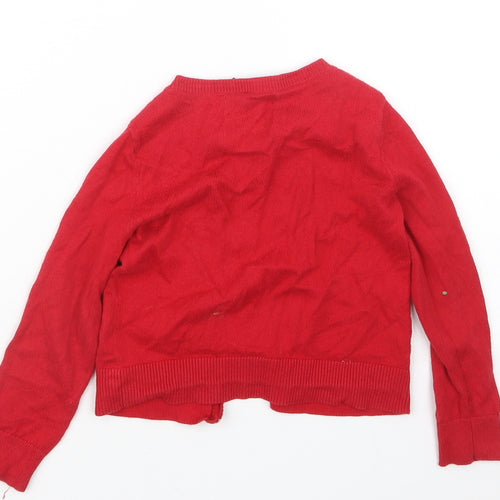 Lands' End Girls Red  Knit Cardigan Jumper Size 4 Years