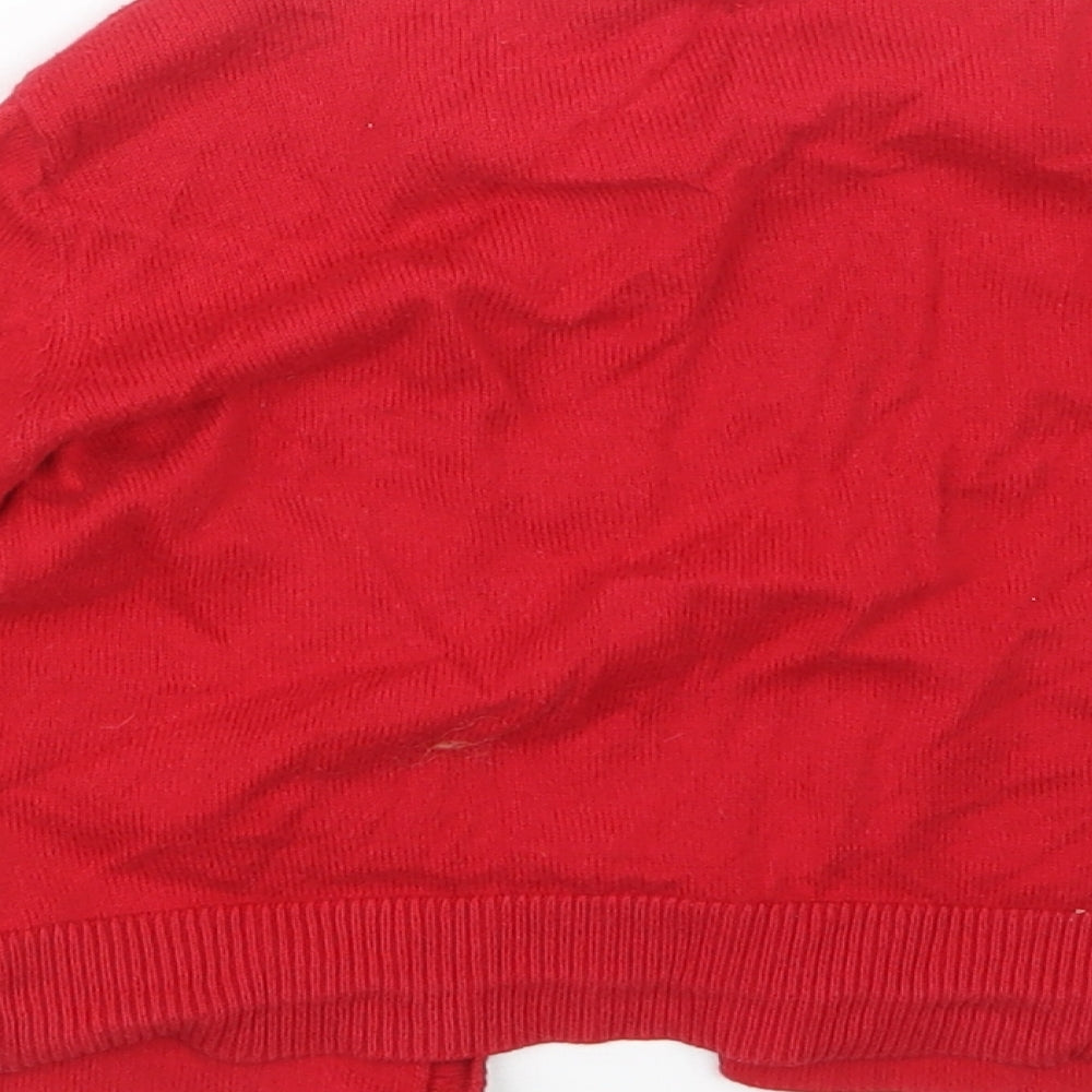 Lands' End Girls Red  Knit Cardigan Jumper Size 4 Years