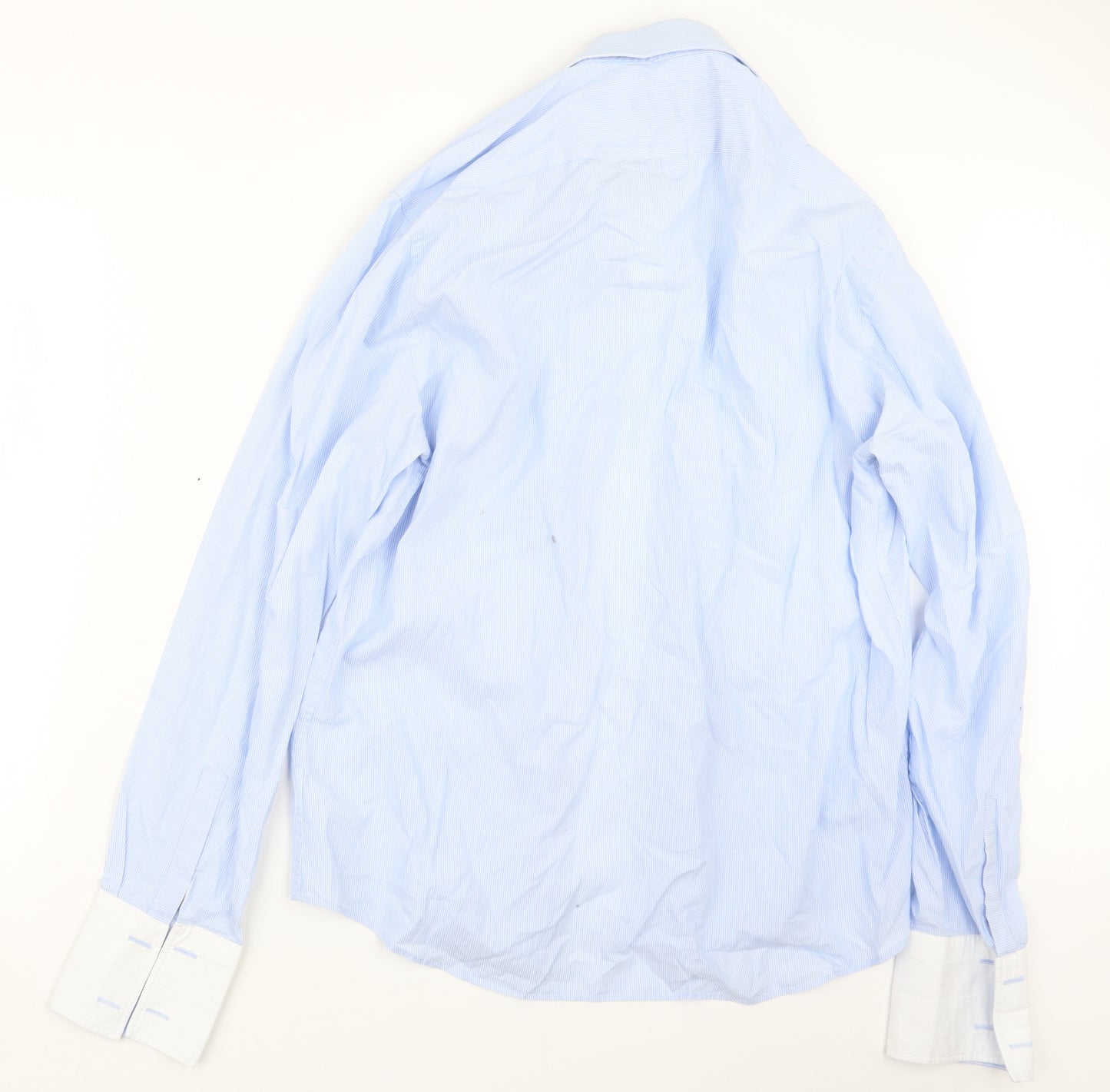 Racing Green Mens Blue Striped   Dress Shirt Size 17