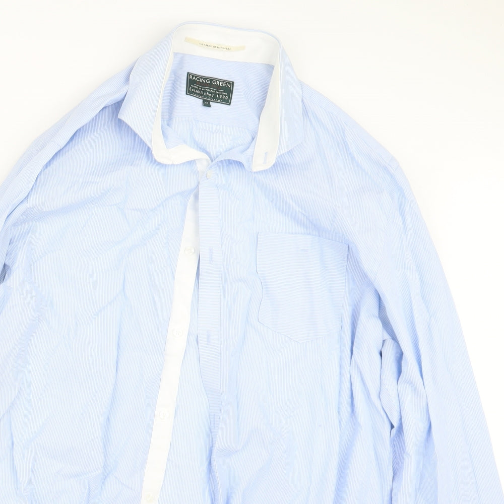 Racing Green Mens Blue Striped   Dress Shirt Size 17