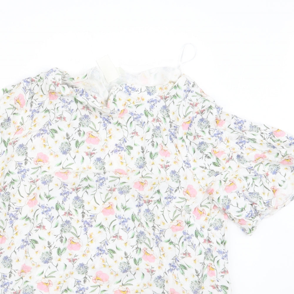 H&M Womens Pink Floral  Basic Blouse Size 8