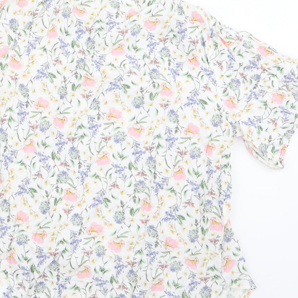 H&M Womens Pink Floral  Basic Blouse Size 8