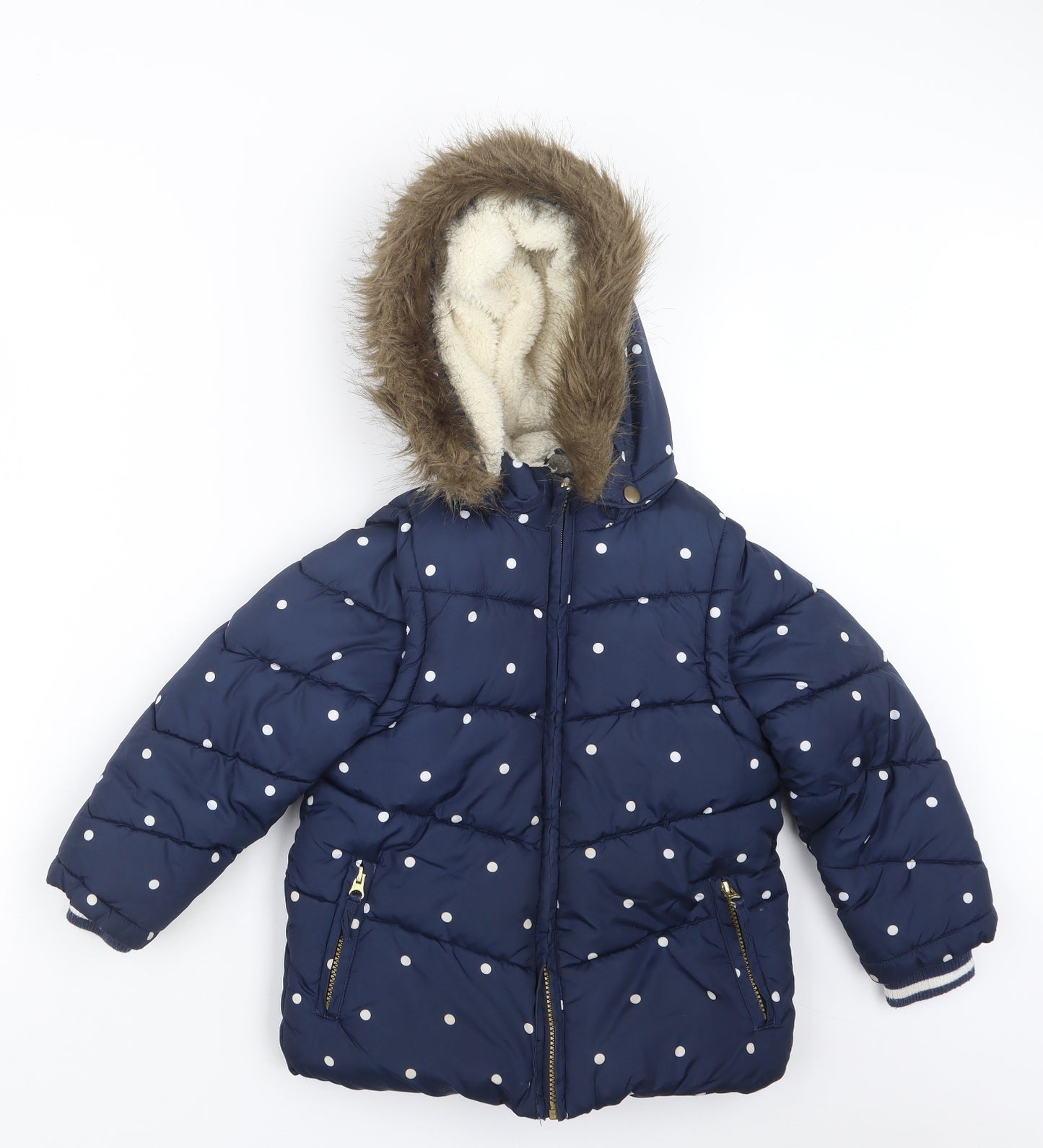 John Lewis Girls Blue Polka Dot  Jacket Coat Size 7 Years