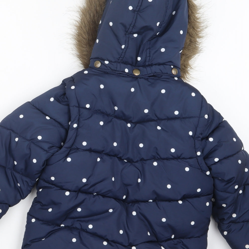 John Lewis Girls Blue Polka Dot  Jacket Coat Size 7 Years