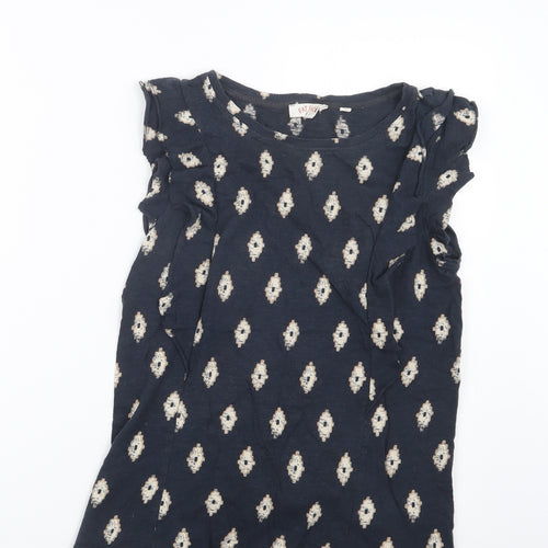 Fat Face Womens Blue Geometric  Basic T-Shirt Size 8