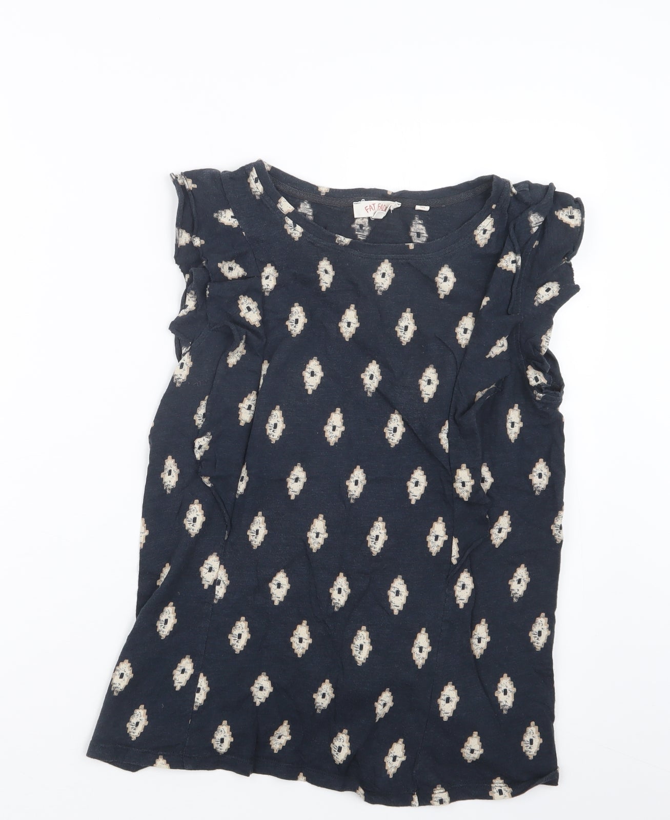 Fat Face Womens Blue Geometric  Basic T-Shirt Size 8