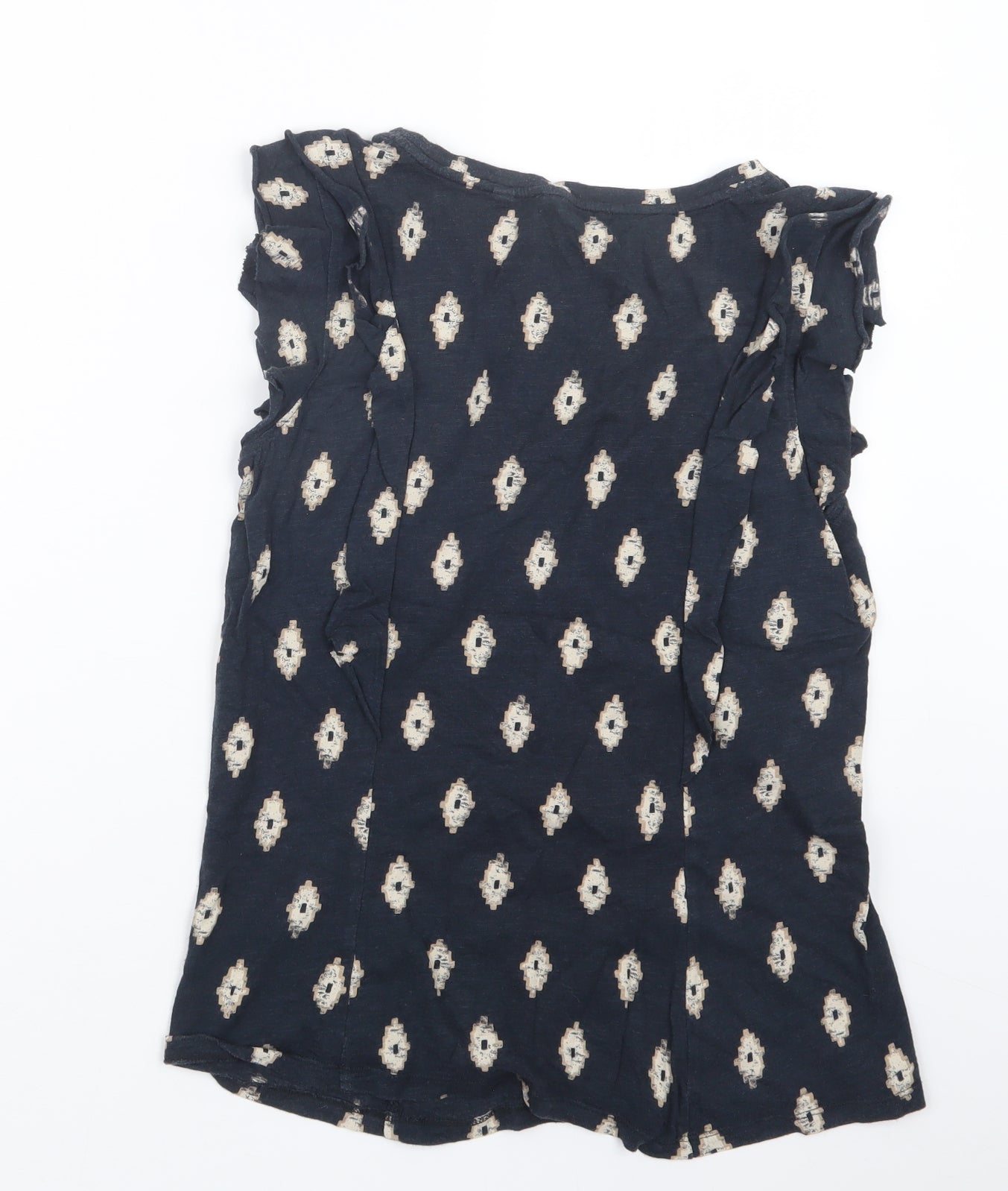 Fat Face Womens Blue Geometric  Basic T-Shirt Size 8