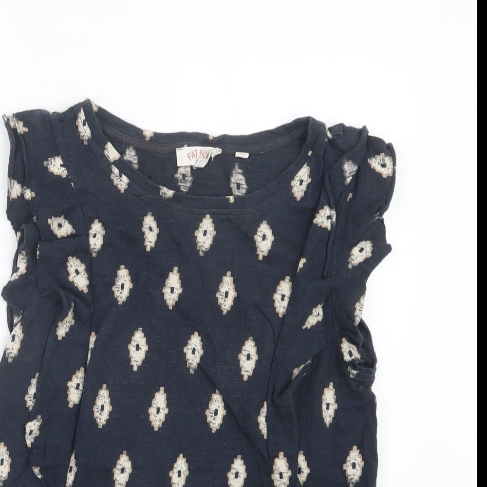 Fat Face Womens Blue Geometric  Basic T-Shirt Size 8