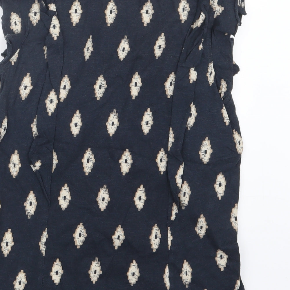 Fat Face Womens Blue Geometric  Basic T-Shirt Size 8