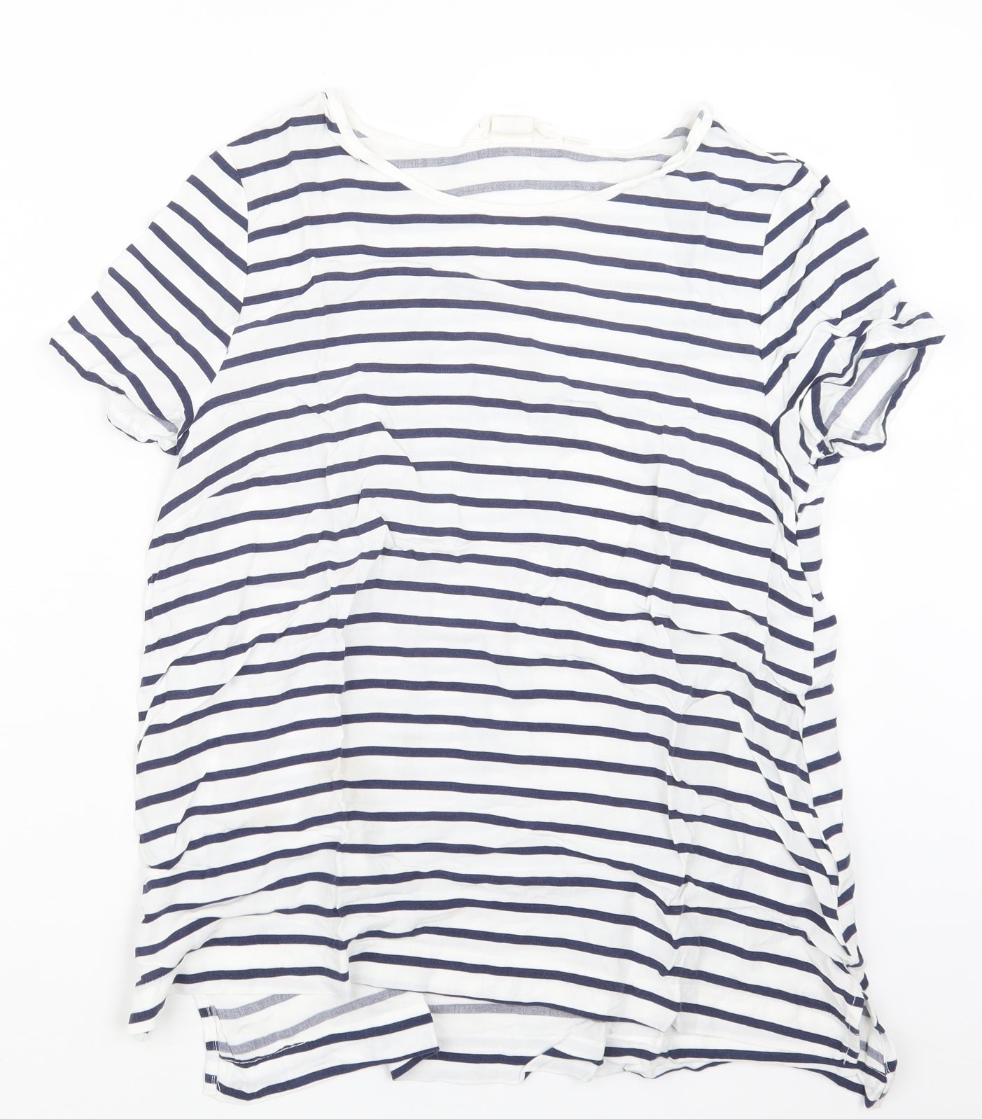 H&M Womens Blue Striped  Basic T-Shirt Size 10