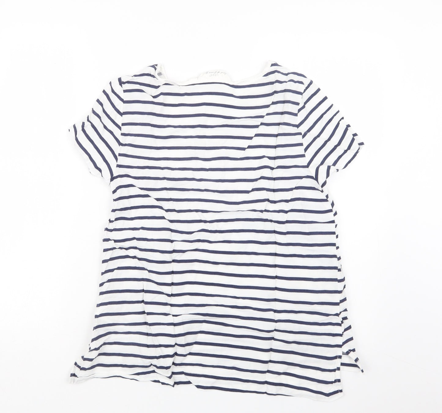 H&M Womens Blue Striped  Basic T-Shirt Size 10