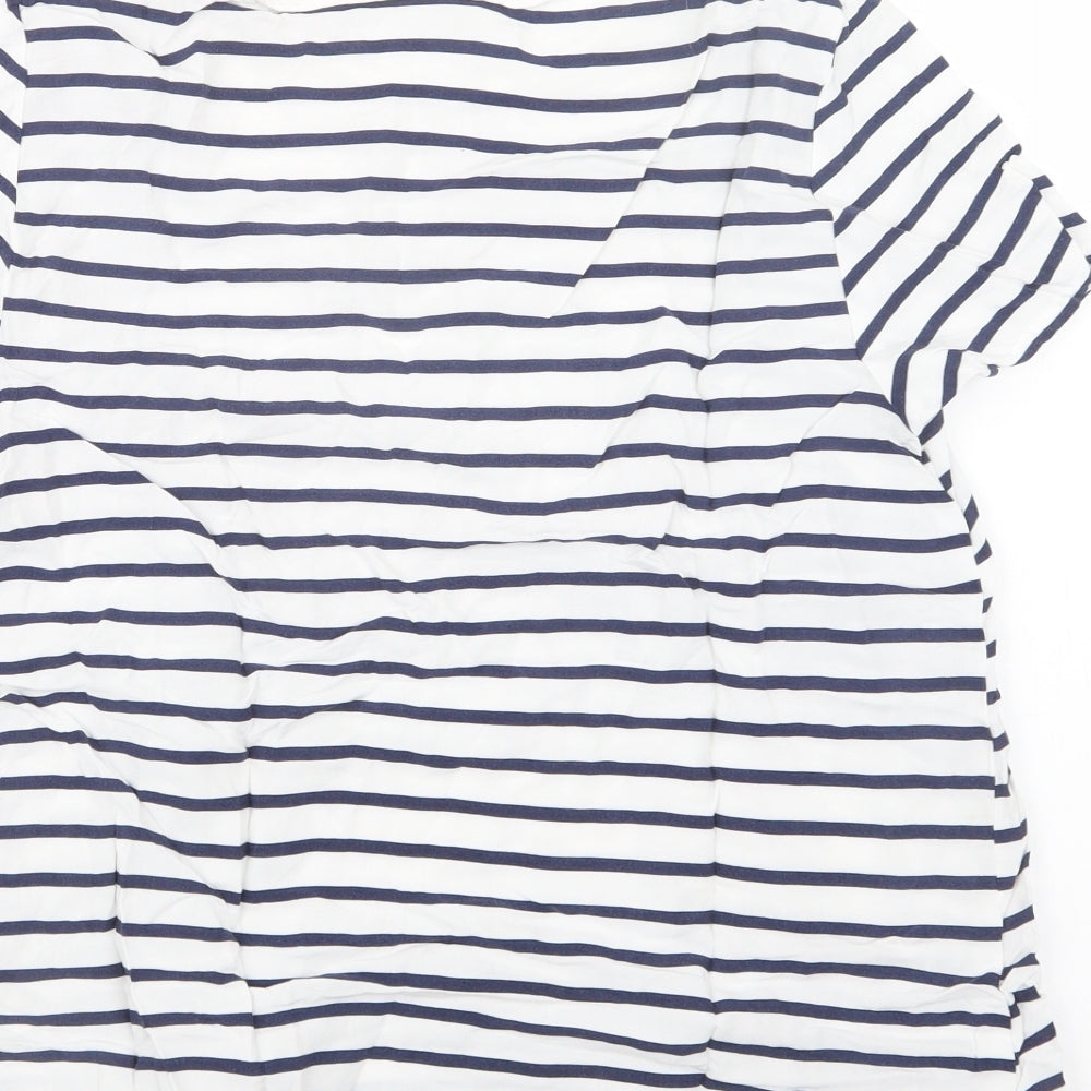 H&M Womens Blue Striped  Basic T-Shirt Size 10