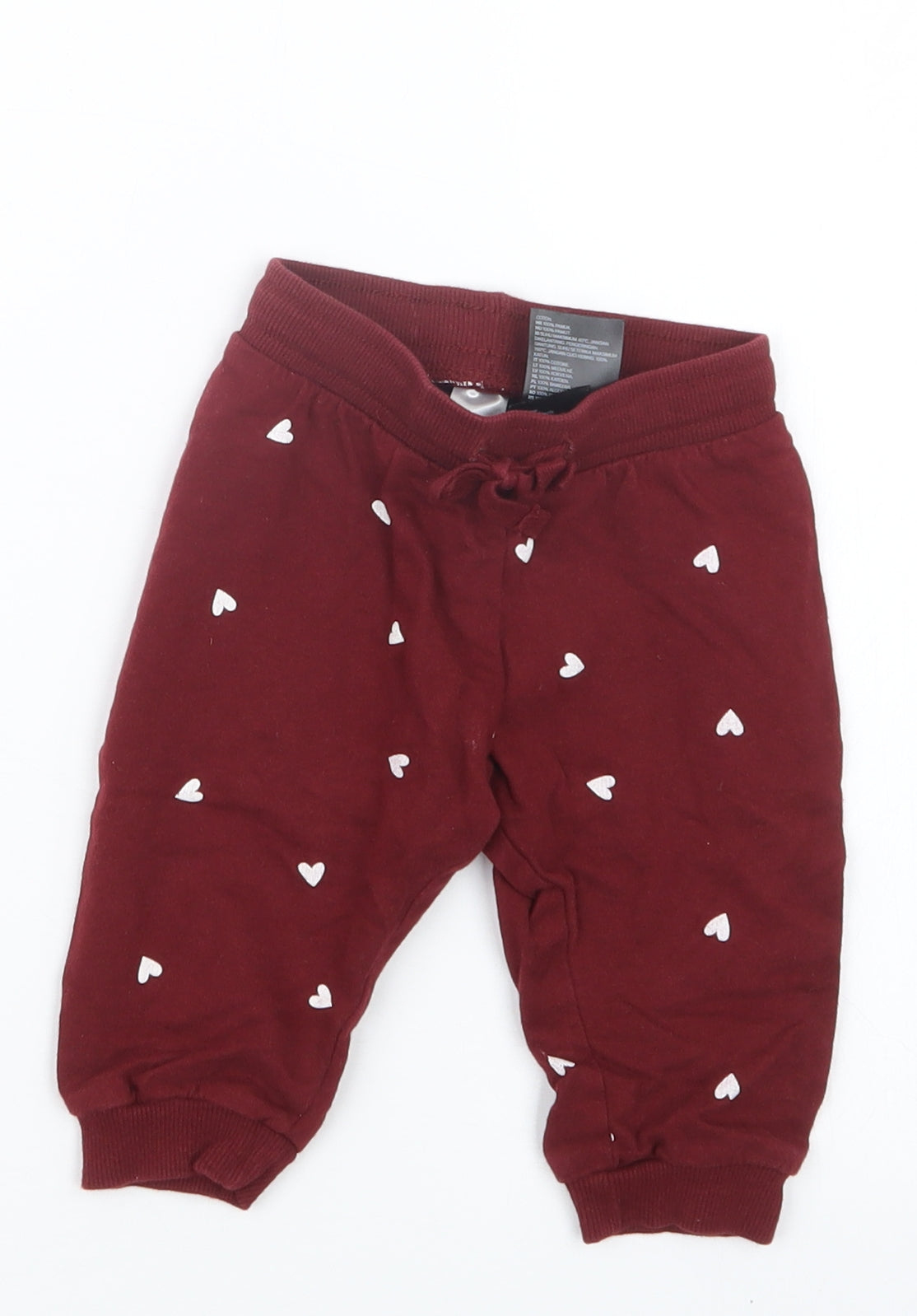 H&M Girls Red Geometric  Jogger Trousers Size 6-9 Months