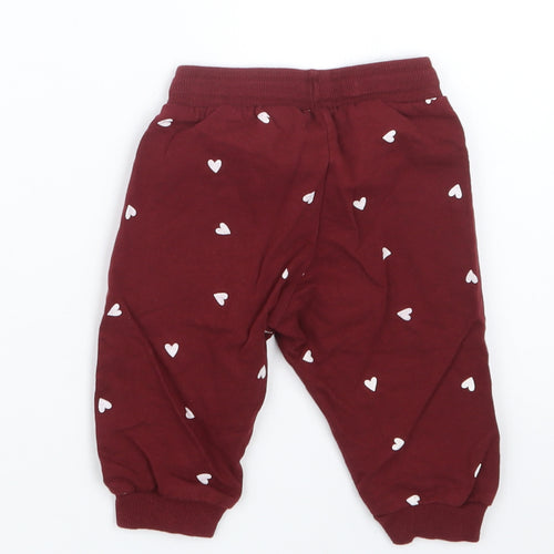 H&M Girls Red Geometric  Jogger Trousers Size 6-9 Months