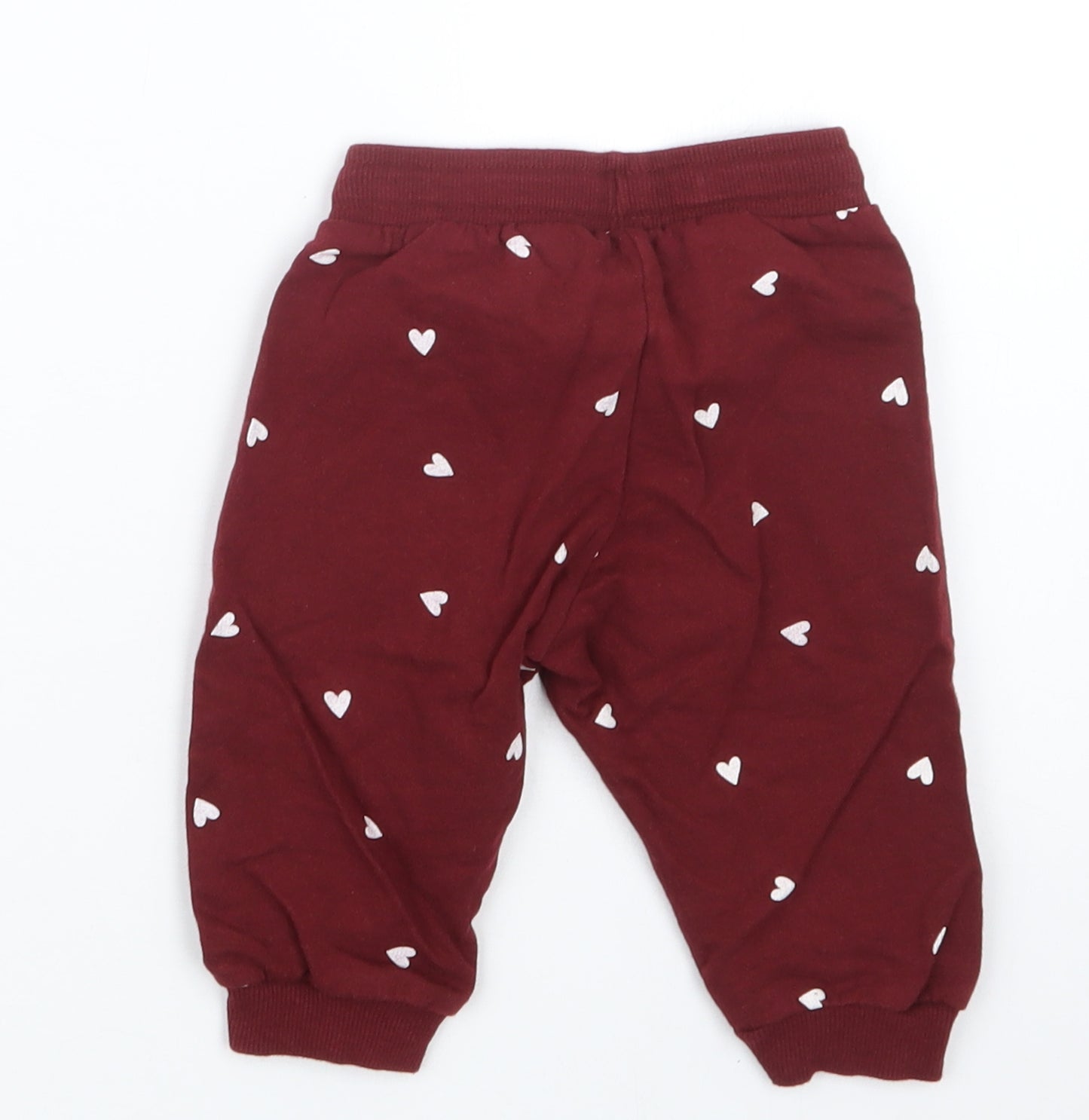 H&M Girls Red Geometric  Jogger Trousers Size 6-9 Months