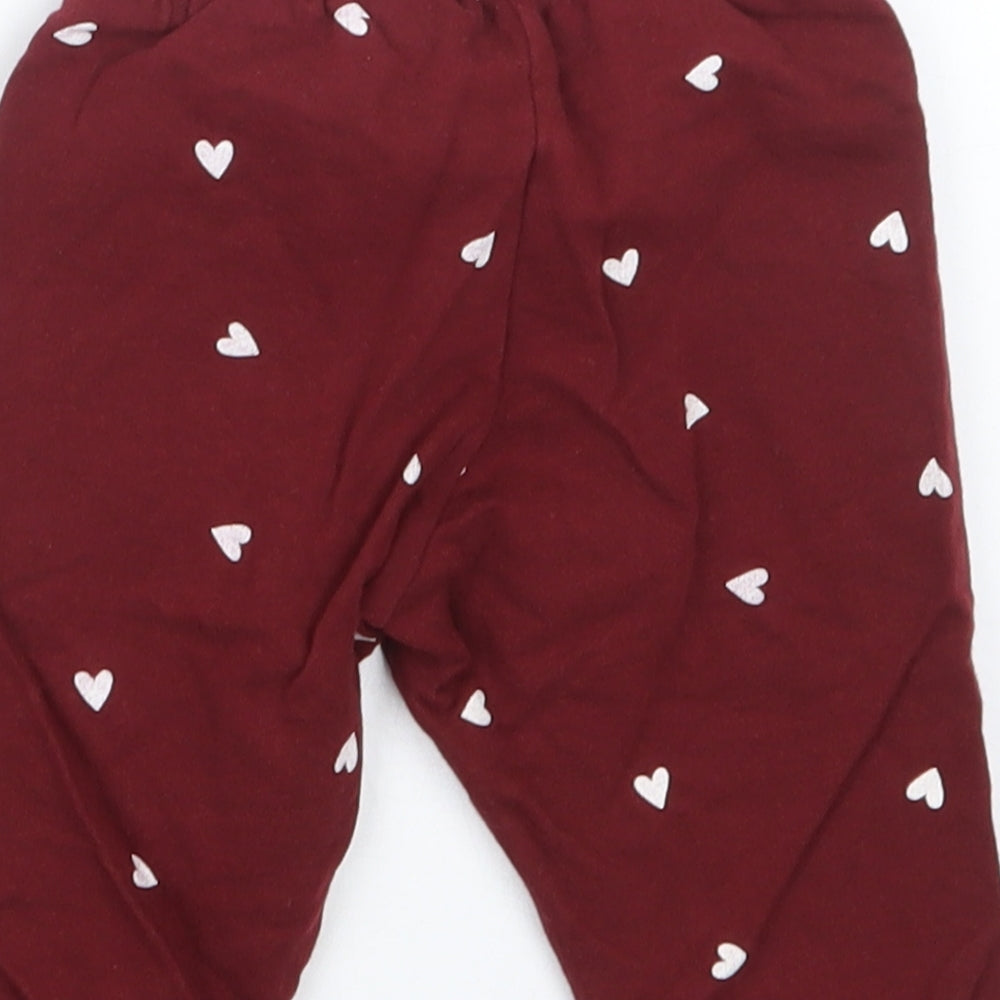 H&M Girls Red Geometric  Jogger Trousers Size 6-9 Months