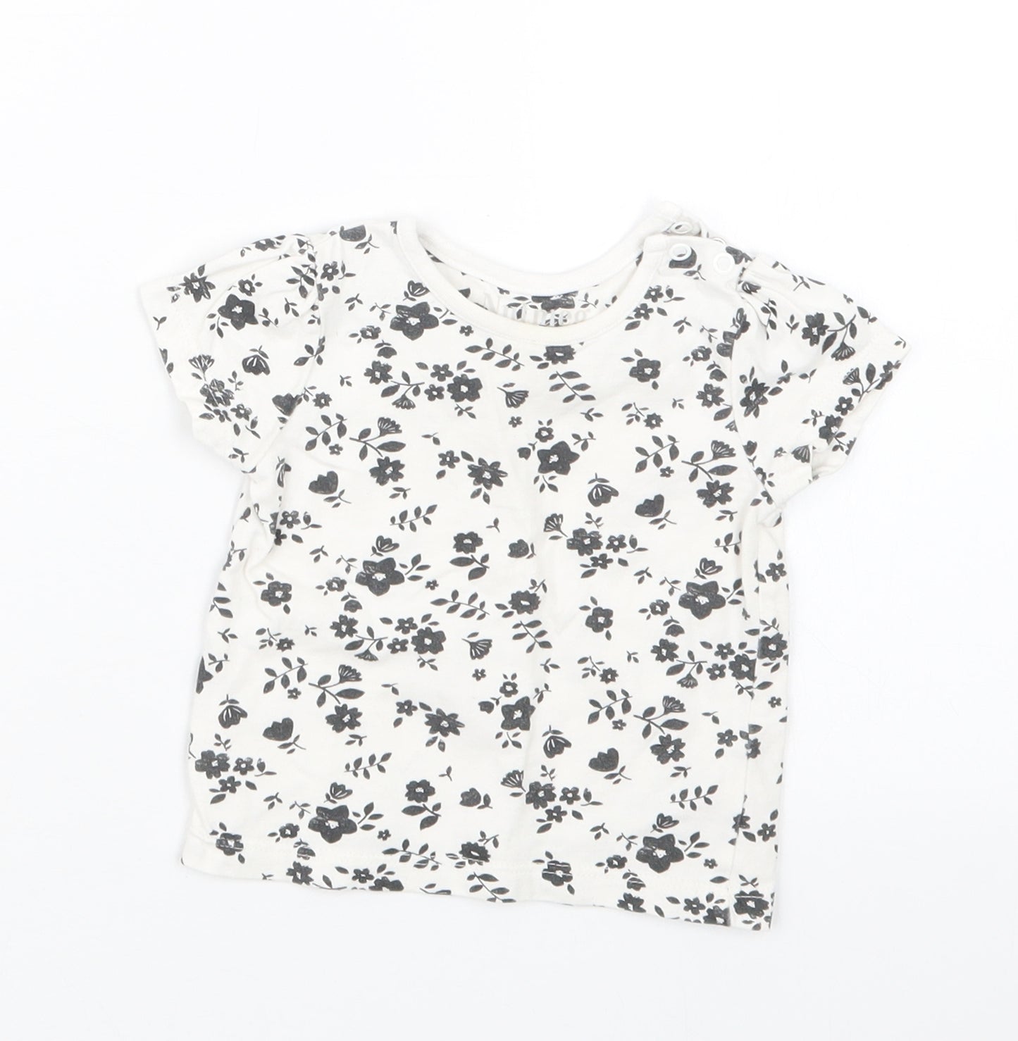 Nutmeg Girls Black Geometric  Basic T-Shirt Size 3-6 Months