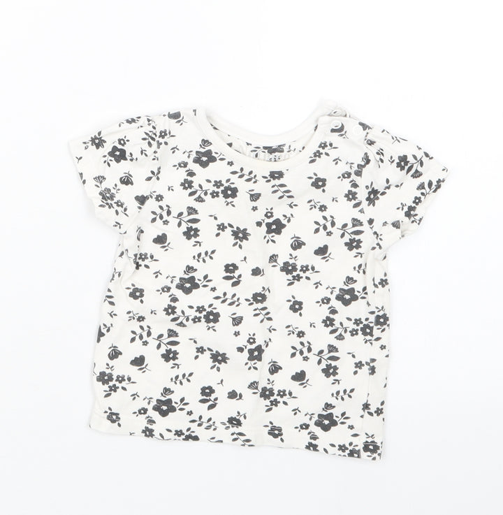 Nutmeg Girls Black Geometric  Basic T-Shirt Size 3-6 Months
