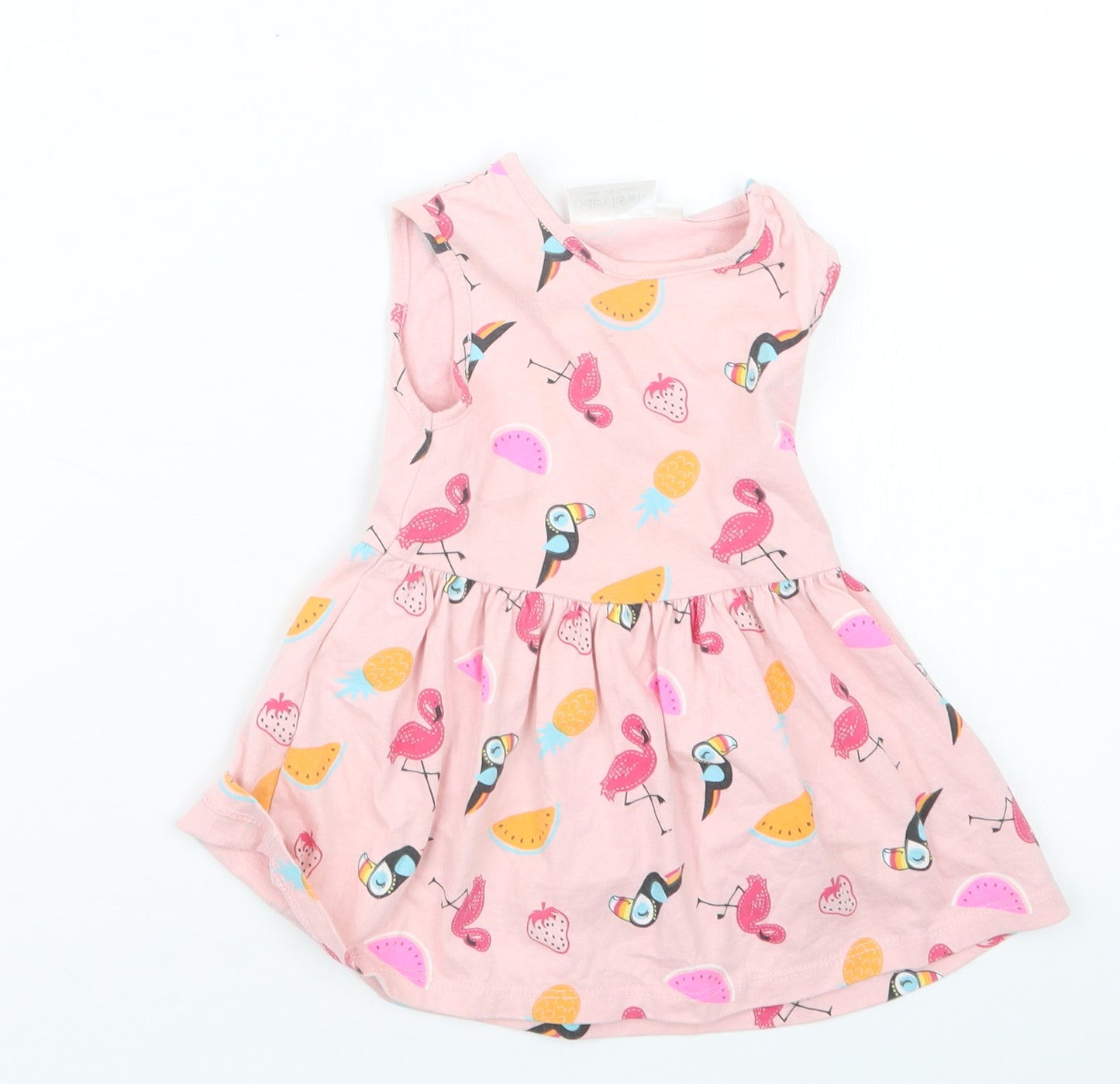 Baby Town Girls Pink Geometric  T-Shirt Dress  Size 3-6 Months