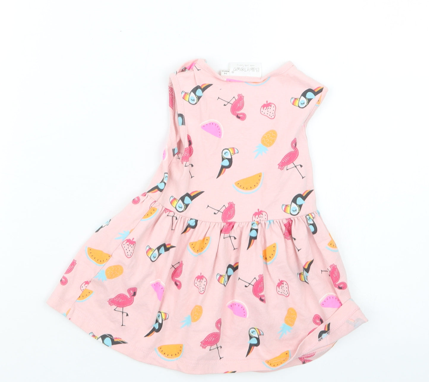 Baby Town Girls Pink Geometric  T-Shirt Dress  Size 3-6 Months