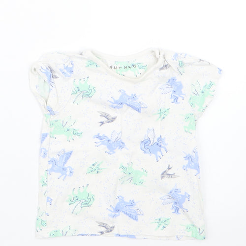 Nutmeg Girls Blue Geometric  Basic T-Shirt Size 6-9 Months  - Unicorn
