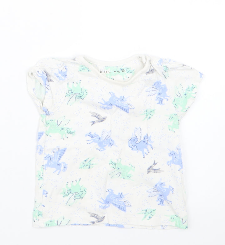 Nutmeg Girls Blue Geometric Basic T-Shirt Size 6-9 Months - Unicorn