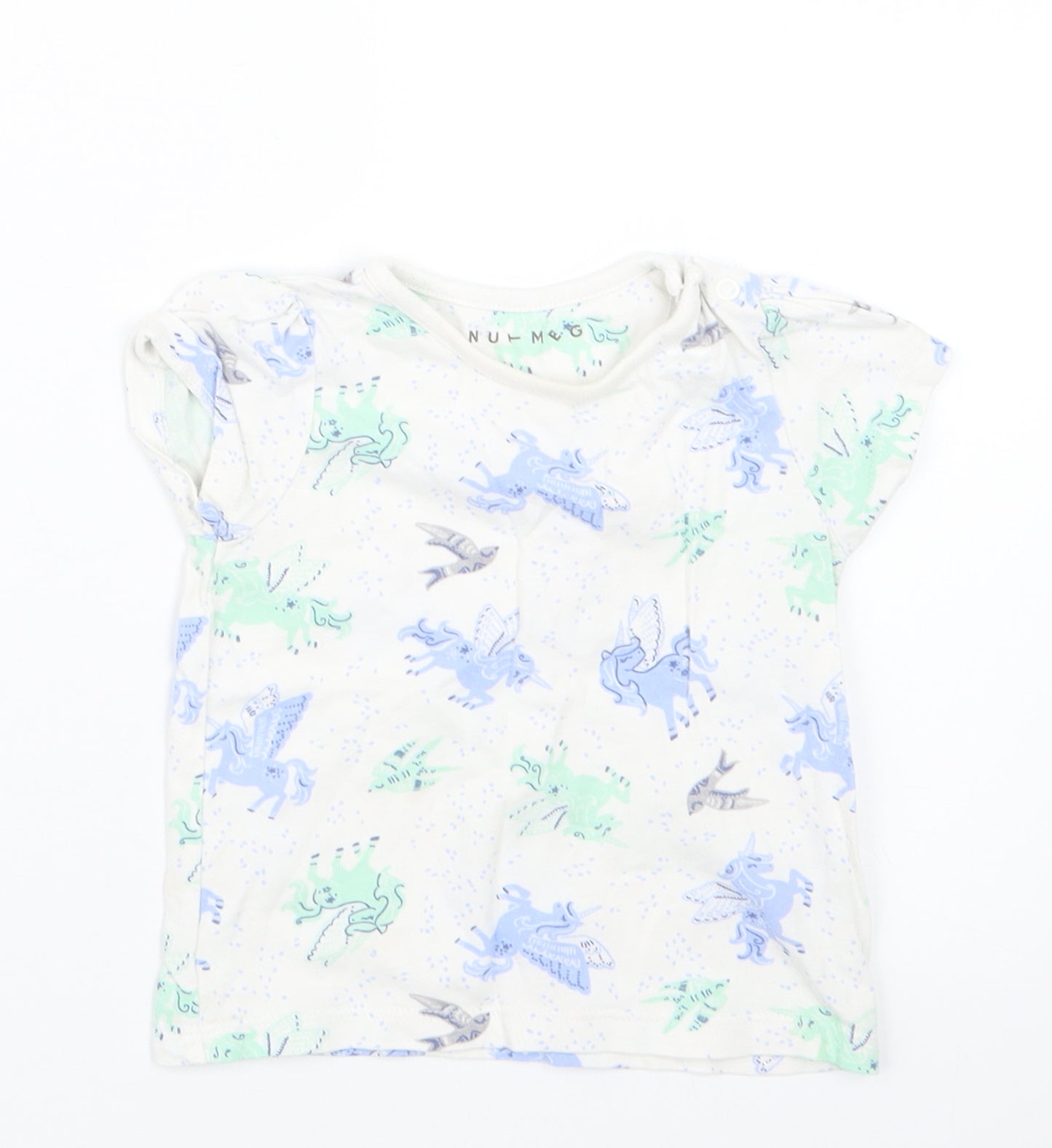 Nutmeg Girls Blue Geometric  Basic T-Shirt Size 6-9 Months  - Unicorn