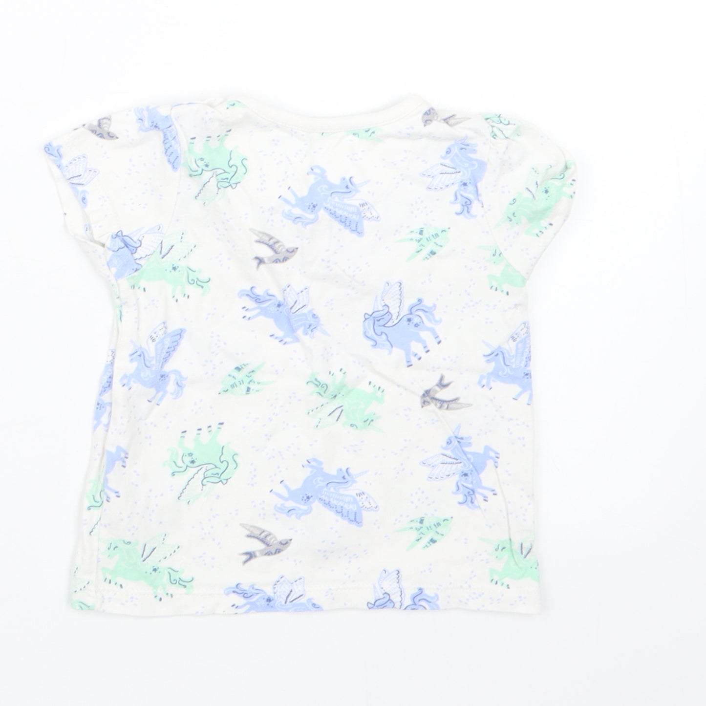 Nutmeg Girls Blue Geometric  Basic T-Shirt Size 6-9 Months  - Unicorn
