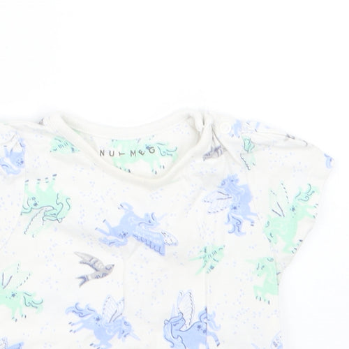 Nutmeg Girls Blue Geometric  Basic T-Shirt Size 6-9 Months  - Unicorn