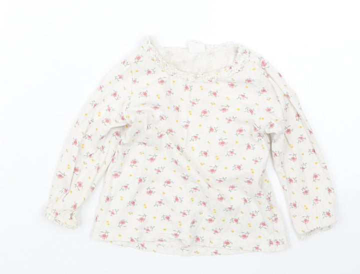 H&M Girls Pink Floral Basic T-Shirt Size 6-9 Months