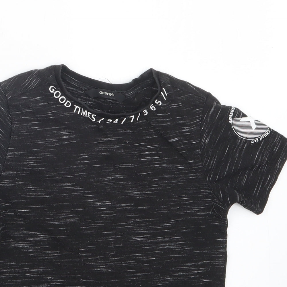 George Boys Black   Basic T-Shirt Size 5-6 Years