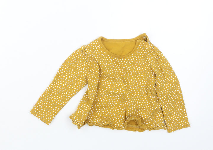 TU Girls Yellow Geometric  Basic T-Shirt Size 3-6 Months