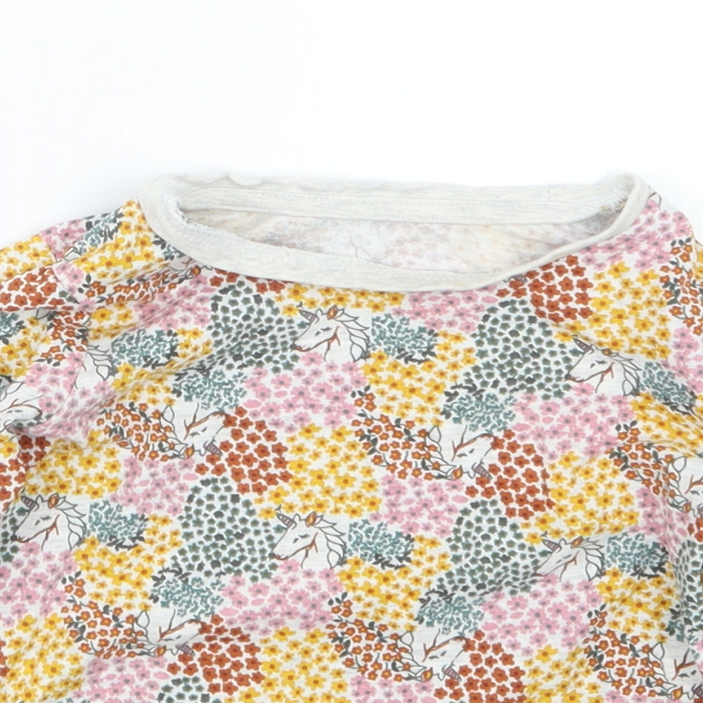 Matalan Girls Pink Floral  Basic T-Shirt Size 12-18 Months  - Unicorn